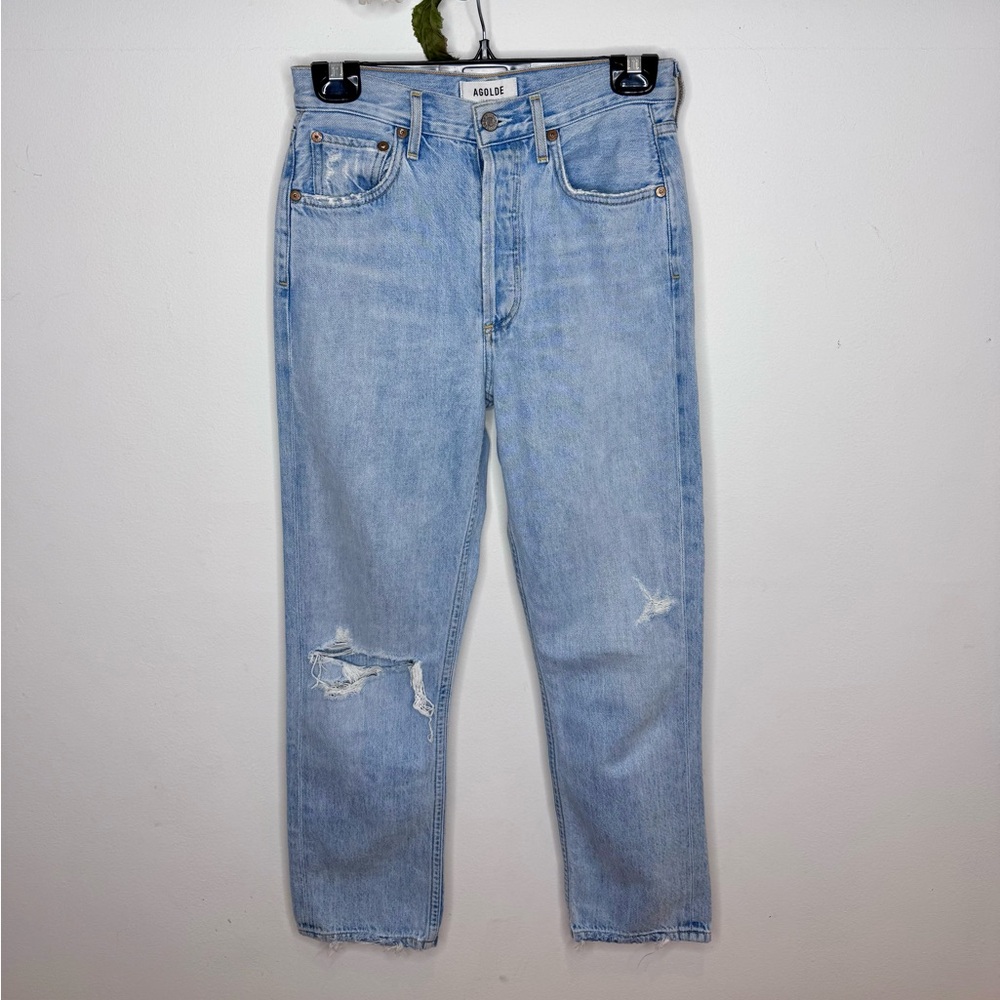 Agolde ‘Riley’ High Rise Straight Leg Cropped Jeans - Picture 2 of 10